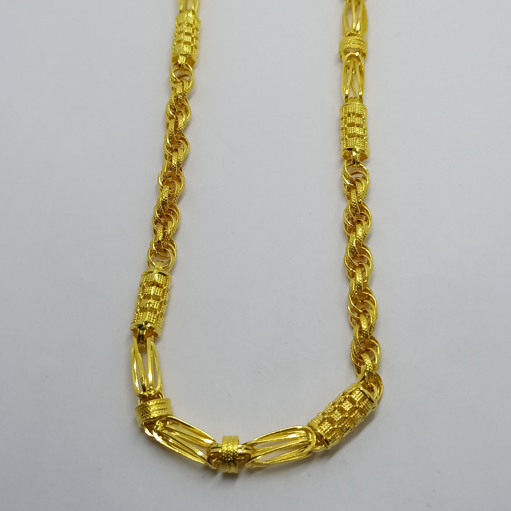 22k/916 yellow pearls gold chain for mens