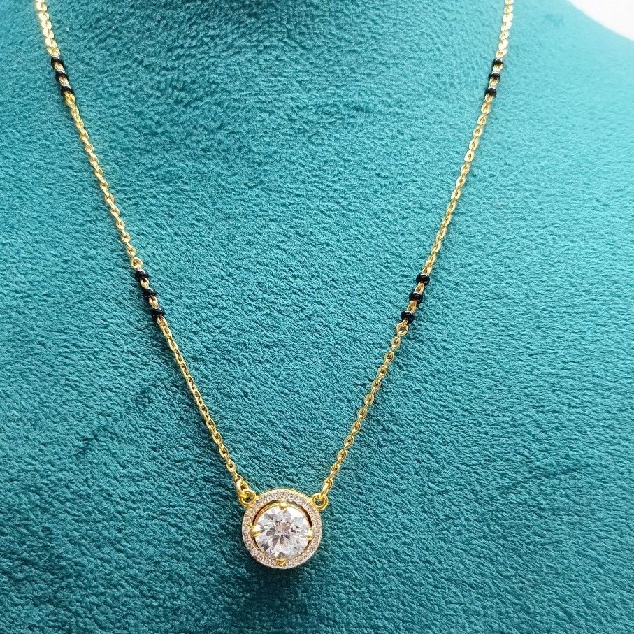 916 gold cz With Round mangalsutra