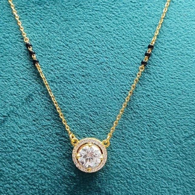 916 gold cz With Round mangalsutra